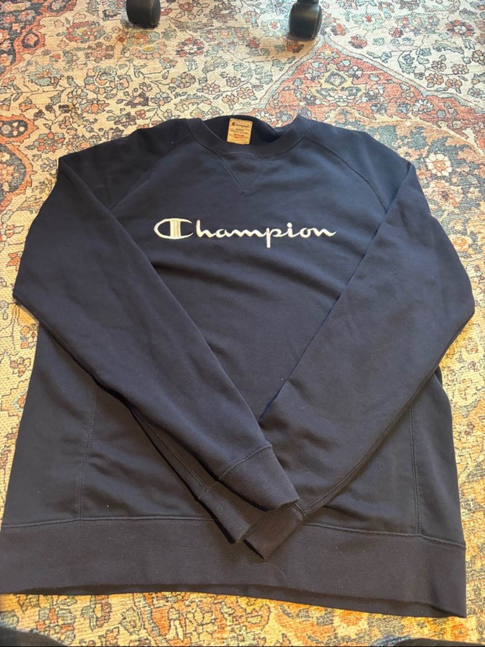 Champion Navy Crewneck with Script Logo